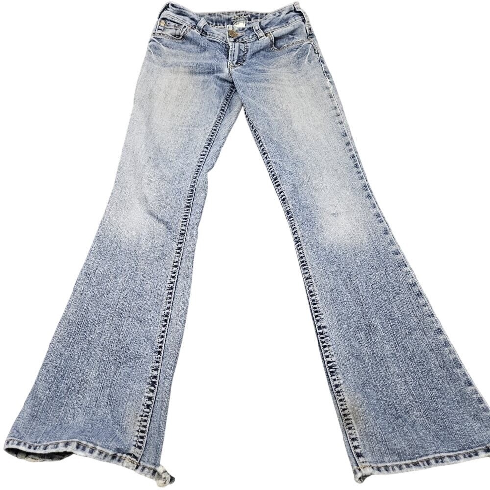 Silver Jeans Womens 27 Bootcut Light Blue Low Rise Denim Distressed Y2K Western